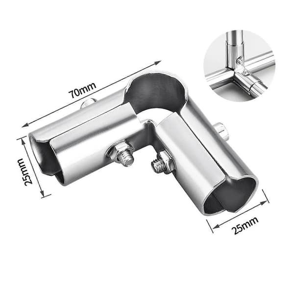 10 st. rörkoppling i rostfritt stål 25 mm diameter för rund röranslutning två kopplingar silver Three Connector