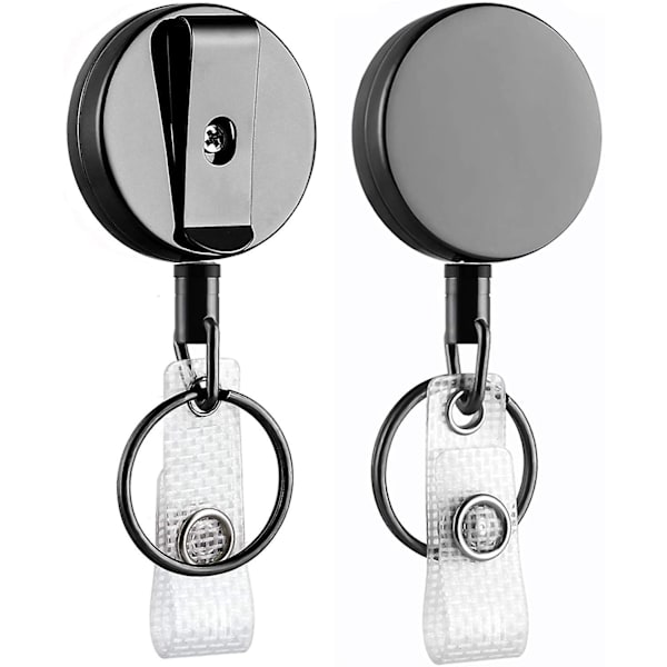 2Pack Heavy Duty infällbar märkeshållare rulle, metall ID-märkeshållare med bälte