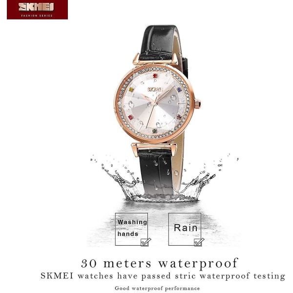 Watch Läder Elegant Analog Quartz Vattentät Armbandsur för Damflickor