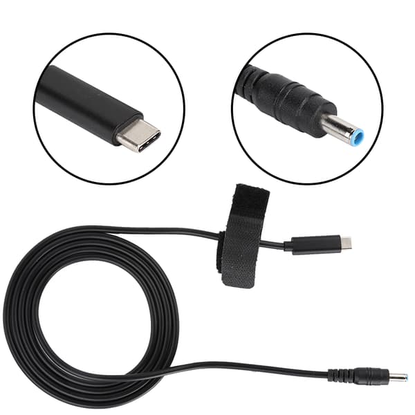 DC Stik Kabel 19V 65W PD Induktionschip USB til DC Kabel 4.5mm x 3.0mm Output til HP TYPE C