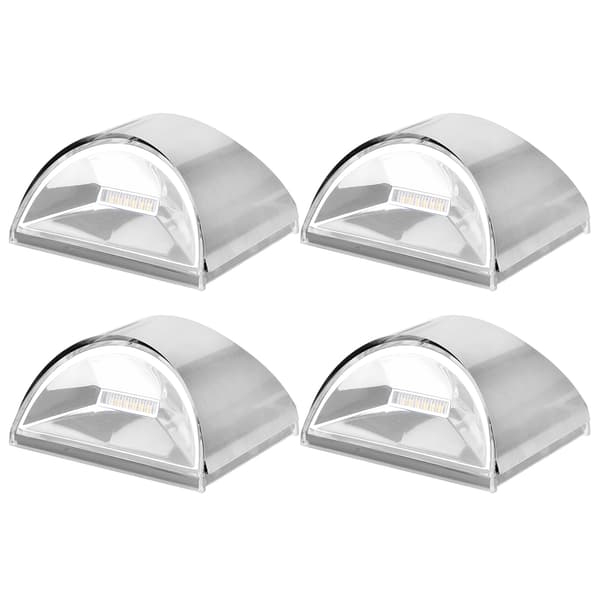 4 sett rustfritt stål Solar LED vegglampe lyskontroll hagebelysning