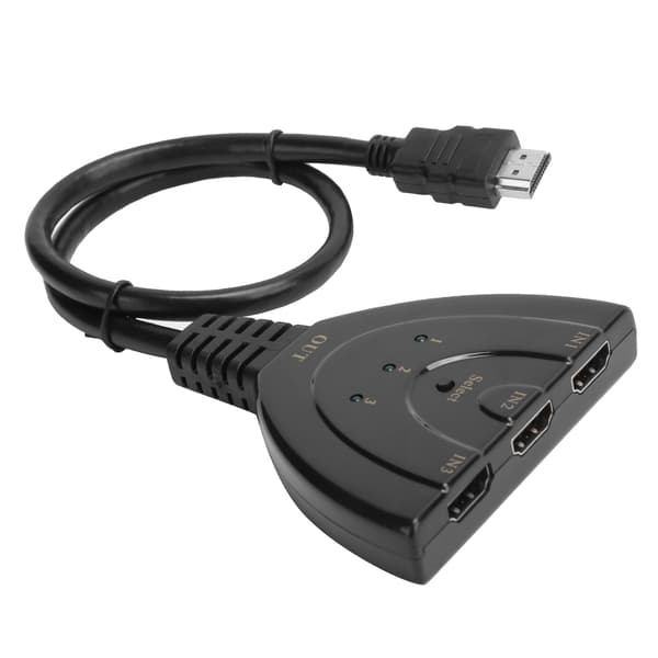 3 input 1 Output HD Multimedia Interface Converter 4K Switch Hub Box Splitter med kabel