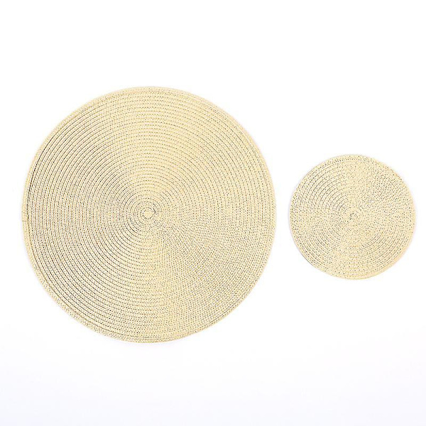 2 kpl Pyöreä Weave Placemat Fashion Pp ruokapöytämatto levytyynyt cream color 18CM