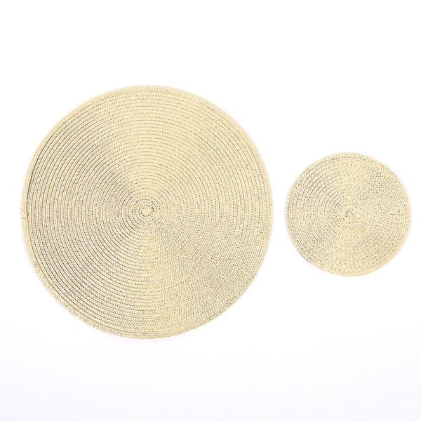 2stk Rundvev dekkematte Mote Pp Spisebordmatte Disc Pads cream color 18CM