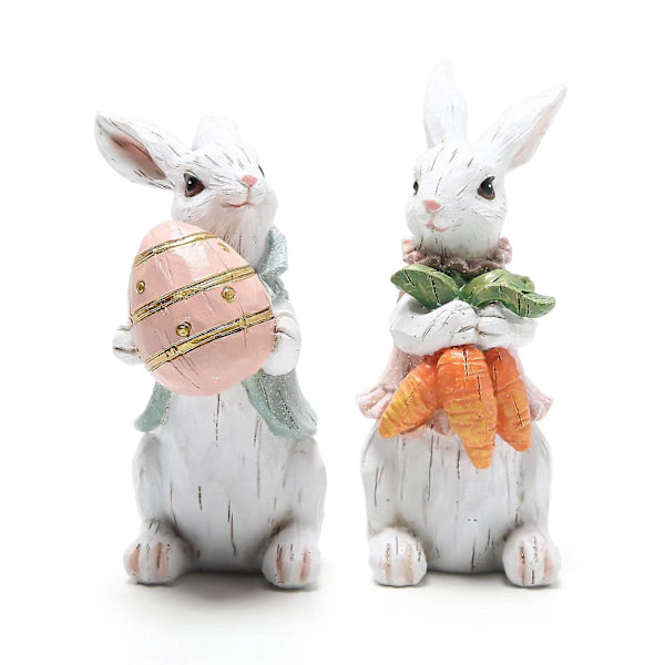 Söt påskkanin håller ägg prydnadsföremål Påskharen håller morötter prydnadsföremål Glad påskfest Dekoration för hemmet carrot