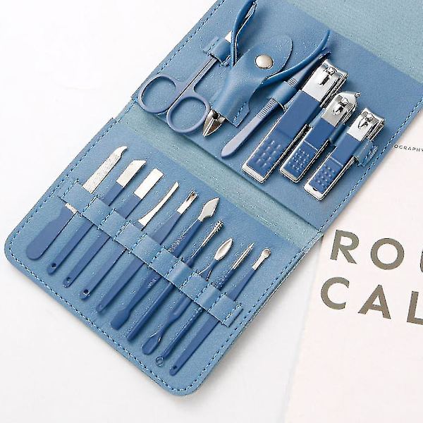 Professionell pedikyrsats Nagelklippare, Grooming Kit Nagelvårdsverktyg med resefodral i läder