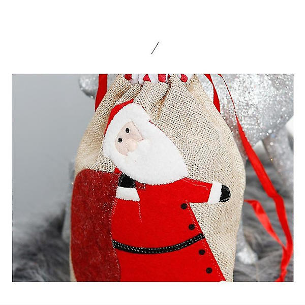 Iso kangaskassi Joulukoristeet Pellavasukka Poron kirjonta Lasten Lahjakassi Karkkisäilytyslaukku Kodinsisustus Joulu Santa Claus
