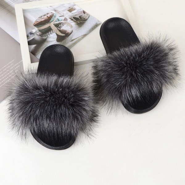 Imiteret pels hjemmesko til piger Beach Home Plys sliders Flops Damesko