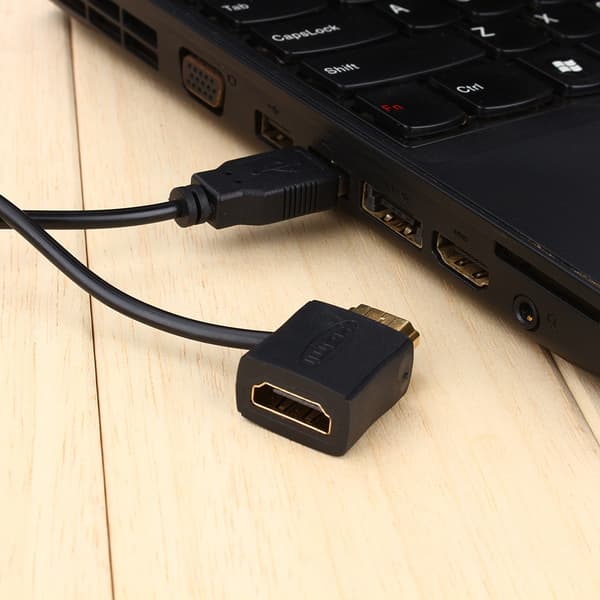HDMI Han til Hun Adapter 50cm USB 2.0 Oplader Strømkabel