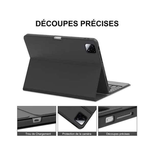 Tastaturetui - Xiaomi Pad 7/7 Pro 11.2 tommer - QWERTY - Bluetooth - Integreret pegefelt - Sort
