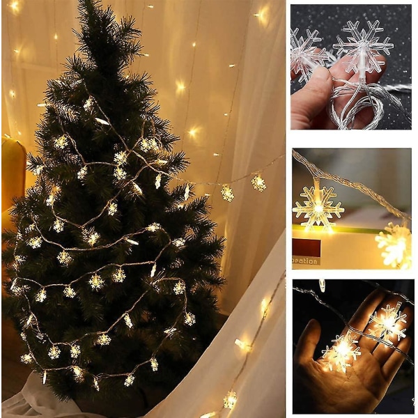 Julljus, snöflingaljus, Fairy Lights, batteridriven 6M varmvit med blinkande 6M Warm White With Flashing