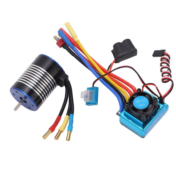 Hobbyfans 3650 4300KV Motor och 60A Programmerbar Borstlös ESC Combo för 1/10 RC Bil
