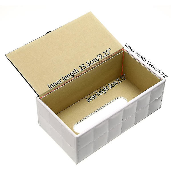 Pu læder husholdningskontor rektangulært silkepapir holder æske Cover Case White