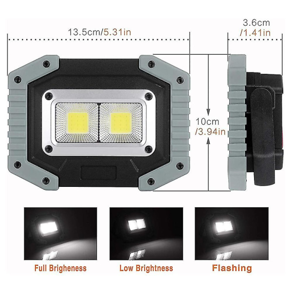 Cob Led arbeidslys, oppladbart bærbart flomlys vanntett lys