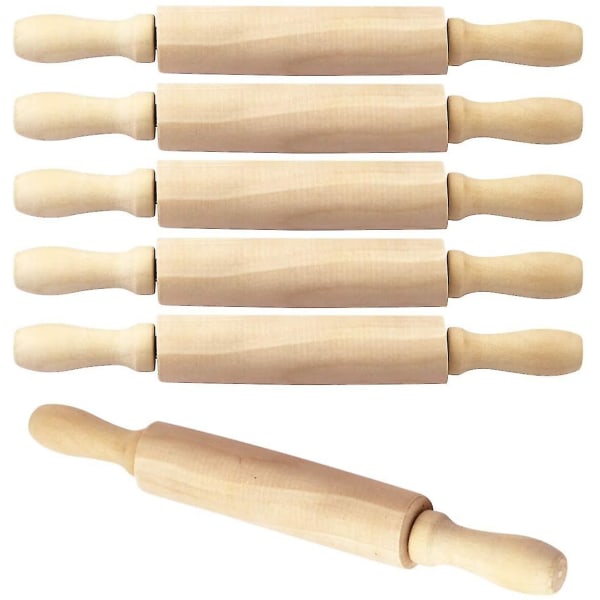 6 Pack 8 Inch Mini Wood Rolling Pin,great For Children Kids Girls And Boys,small Wooden Rollers For Art And Crafting,baking,cookie Dough,cooking,clay