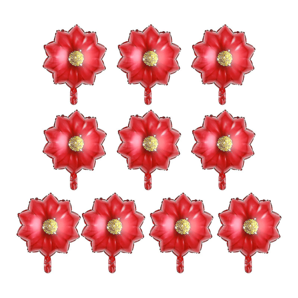 10 kpl kukkapallo, helppo koota repeytymätön alumiinifolio ympäristöystävällinen monikäyttöinen auringonkukka-ilmapallo juhla Red