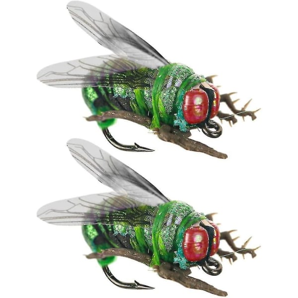 Flygande Flygande Flygande Fly Flies Real Artificial Nymph Worm Bait (grön 2 st)