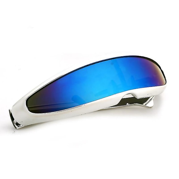 Futuristiska smala Cyclops-färgade spegelglasögonglasögon Silver Blue