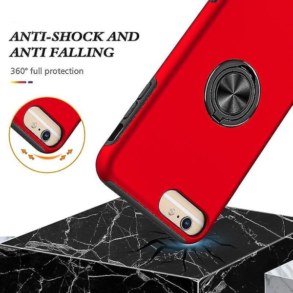 Magnetisk ring Kickstand Stötsäkert phone case för Iphone 6 Plus (svart) Red