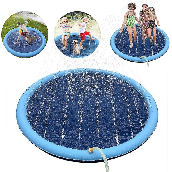 Lek Kjæledyrsprinklermatte Svømmebasseng Utendørs oppblåsbar vannspraypute 100cm