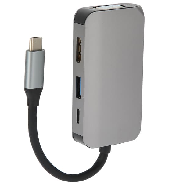 4-i-1 Type-C Dockingstasjon Type-C til HD Multimedia Interface/PD/USB/VGA-adapter