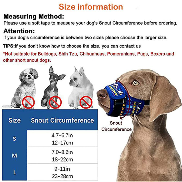 S-l Anti-bid Kæledyr Hunde Næsekurv Justerbar Hunde Mund Betræk Til mellemstore Hunde Lang mund Næsemaske Labrador Corgi Husky Hound Blue M