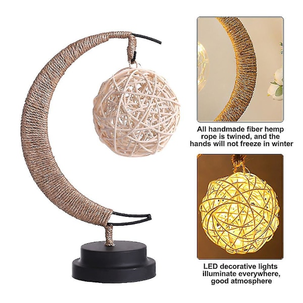 Dekorativ bordslampa, Moon Night Lamp Winding Bomullstråd Led Light Lamp style 3