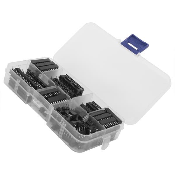 66 stk. IC-chip sokkel flad stift DIP integrerede kredsløbskomponenter sortimentssæt 2,54 mm