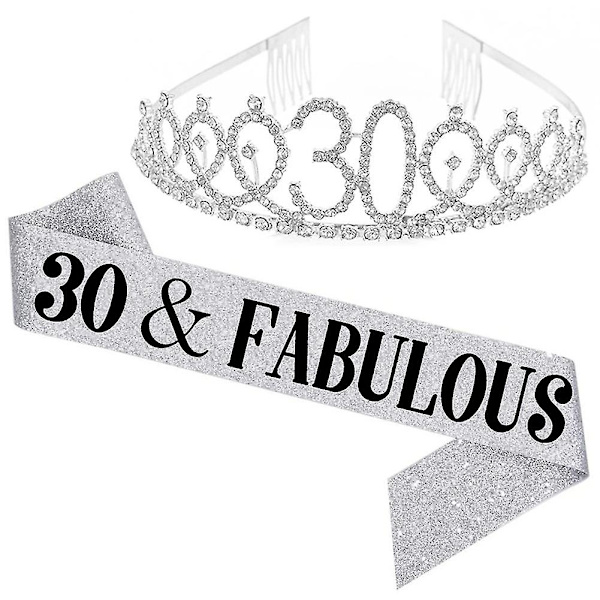 Kvinnor glittrande Rhinestone Print Sash Tiara Set Födelsedagsfest Tillbehör