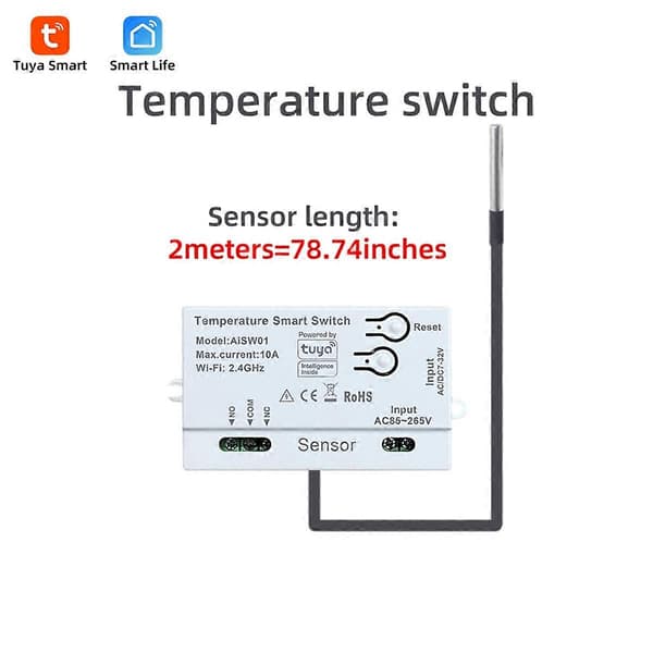 Tuya WiFi Temperatursensor 2.4G WiFi Temperatursensor Smart med Temperatur Hvit White A