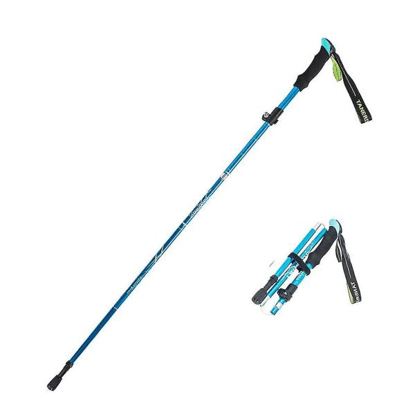 5-sektion Utomhus Fold Trekking Pole Camping Portable Walking vandringsstav Sky Blue S