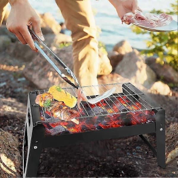 Sammenklappelig kulgrill, rustfrit stål, velegnet til udendørs camping, picnic, rejser