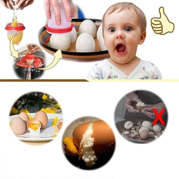 The New Boiler Eggs, 7 Boilers Silicone Egg Poacher, Easy Eggs Cooker Egg Cup BPA-vapaa elintarvikelaatuinen silikageeli, kypsennä munat ilman T