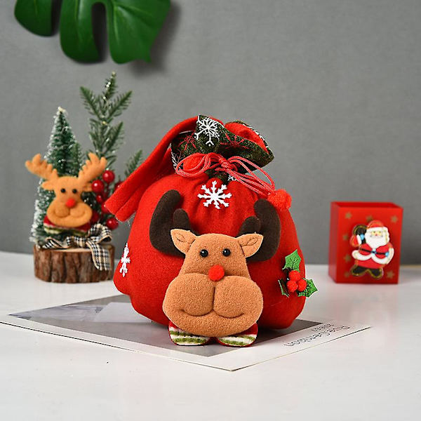 Julklappspåsar Dragsko Xmas Godispåsar Tomte Säck Ryggsäck 3st Type A Fawn