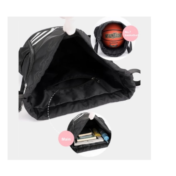 Gym Sports Bag Naisten kiristysnyöri Bolsas mörkgrå