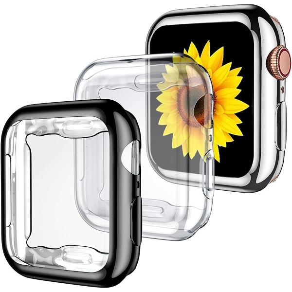 3-pack kompatibel med Apple Watch-fodral 38 mm, myk HD-skjermbeskyttelse med høy følsomhet med TPU rundt om Anti-fall Bumper Skyddsfodral Cover for