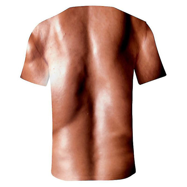 Miesten 3d T-paita Kehonrakennus Simuloitu Lihaspaita Nude Skin Rinta Lihas T-paita M