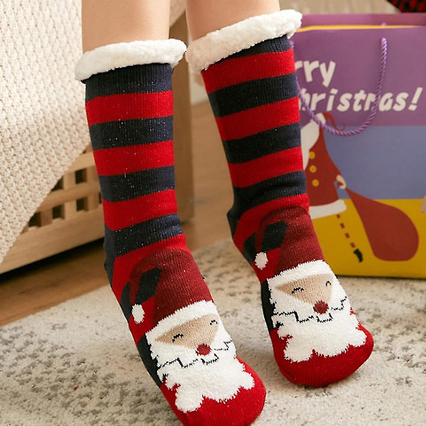 Unisex tofflor strumpor jul plysch golv jultomten Xmas strumpor Hat Old Man