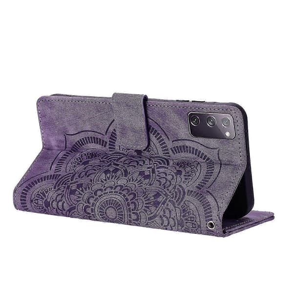 【BQ】Frosted Leather Case for Mandala Embossed Retro Phone Purple