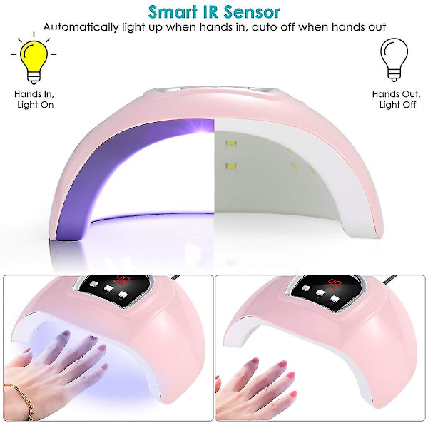 Uv Led Nagellampa, 54w Nageltork Gel Nagellackstork Härdningslampa 18 LED Pärlor/sensor