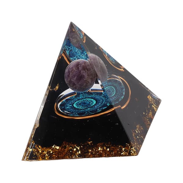 Krystall Epoxy Pyramide Dekorasjon Håndlaget 6 cm Hjem Pyramide Skrivebords Ornament for Positiv Energi