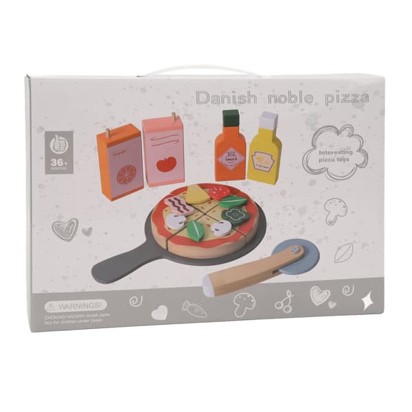 Pedagogisk pizzaleksak i trä, hög simulering för barn