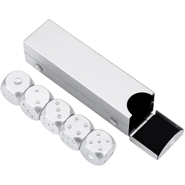 5 kpl alumiiniseoksesta valmistettu noppapöytäpeli set säilytyslaatikolla (hopea suorakaiteen muotoinen laatikko) silver
