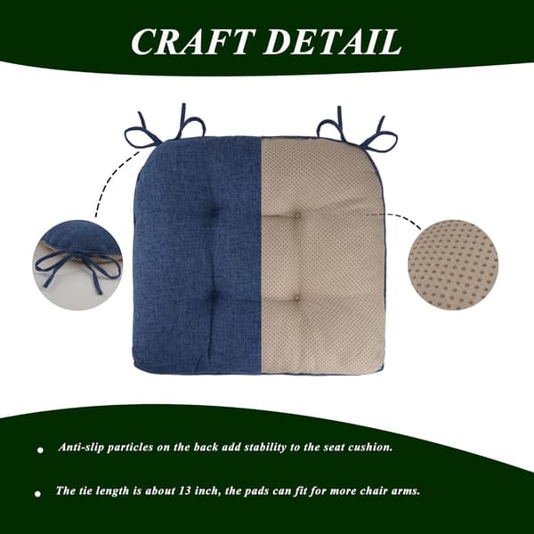 【BQ】Sklisikre stolputer til spisestoler, sett med 4, 46*43*9 cm sittepute med stropper dark blue