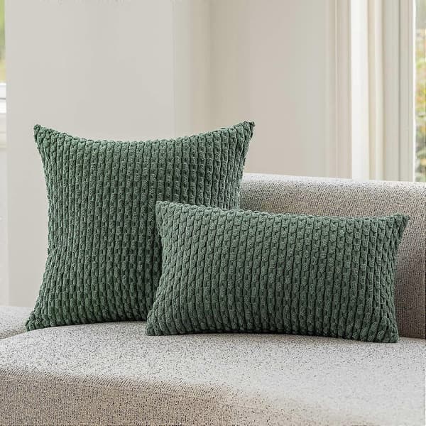 Samettiribbi-tyynynpäällinen, 2 kpl, 40 x 40 cm, tummanvihreä
