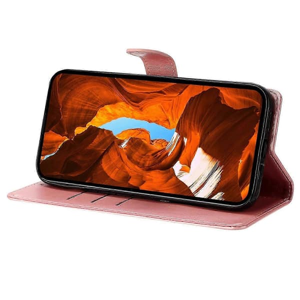 Blommigt läderfodral till Xiaomi Redmi Note 13 5G plånboksfodral Multicolor Rose Gold