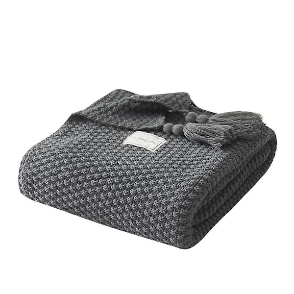 Nordic Tassel Strikket Kugletæppe Uldtæppe Kontor Aircondition Frokostpause Tæppe Sjal Tæppe Sofa Fritid Tæppe Tæppe grey 150*200cm