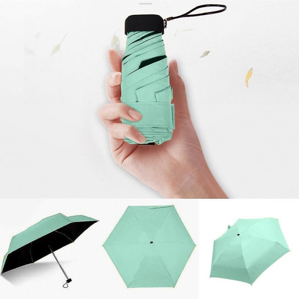 Paraply Sun Rain Dam Platt Lättviktsparaply Parasoll Fällbart parasoll Miniparaply Liten storlek Lätt förvara Parasoll Grön Green