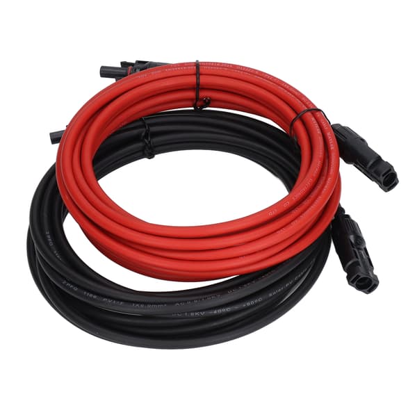 2 stk. 10AWG 6mm² Solpanel Forlængerkabel 1000V DC Rød Sort 5m 16.4ft