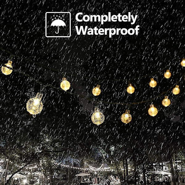 5/6,5/9,5 m Crystal Ball Solar String Lights, 20/30/50 Led Solar Patio String Lights, 8 lägen Utomhus Solar Lights Vattentät för uteplats Trädgård ons warm white 5m